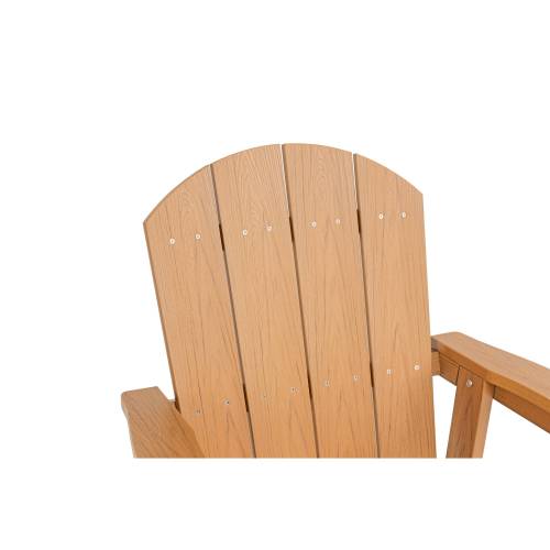 Lounge chair teak color, suitable for all seasons: Outdoor lounge chair, made of sturdy HIPS material, equipped with 304 stainless steel accessories.