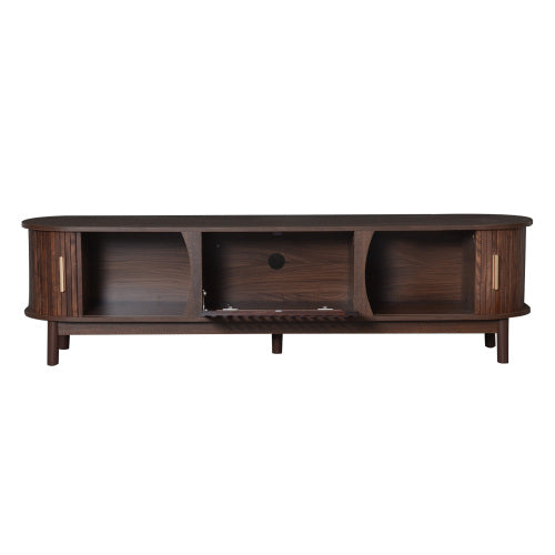 Dark Brown Farmhouse Style TV Stand Suitable For 75 Inch TV Solid Wood Leg Entertainment Cabinet
