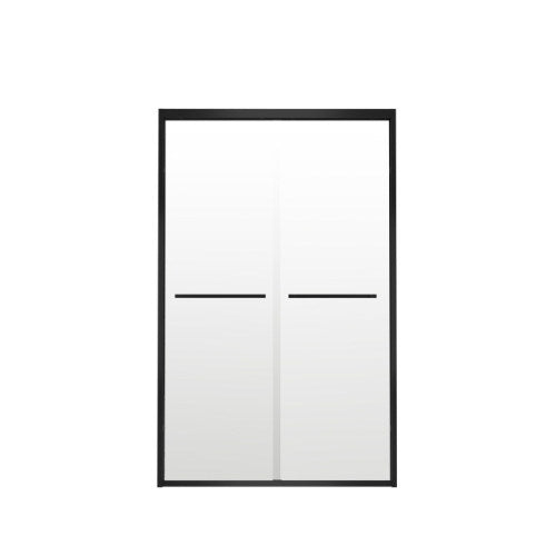 44-48"x76" Aluminum Frame Double Sliding Shower Door,Bypass Bathroom Sliding Door with Premium 1/4" (6mm) Clear Tempered Glass, Black Hardware Sliding Glass Shower Enclosure,Matte Black Finished