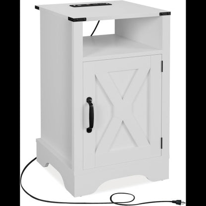 16inch White Farmhouse Charging Nightstand