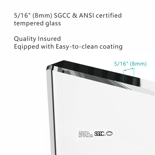 S-RM6076TB 56-60"W x 76"H Sliding Shower Door, 8mm Frameless Glass Shower Door with Matte Black Hardware, Towel Bar and Handle,Drop Shipping available