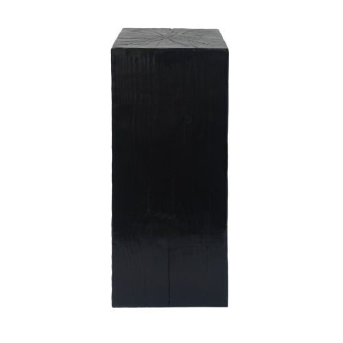 Wood-Look Square-Column MGO End Table, H33.75",Wood-Like Distressed Finish, Mix with Different Heights, Indoor Outdoor Use,Black Color
