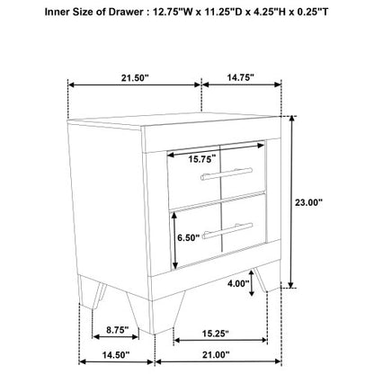 Rustic Cream 2-Drawer Nightstand, MDF Wood Side Table with English Dovetail Drawers