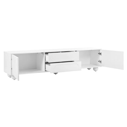 Cream TV Stand with Arched Doors and Drawers White Entertainment Center