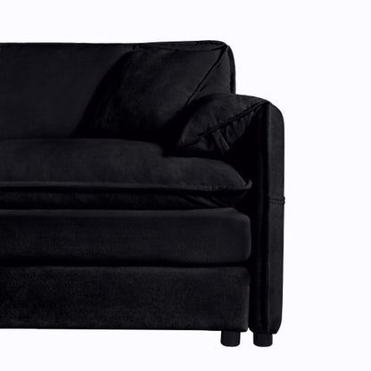 Black Oversized Chenille Modular Loveseat DeepSeat Cloud Sofa