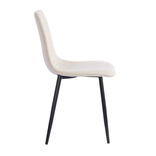 Linen Upholstered Dining Chairs with Black Metal Legs, Set of 4, Beige
