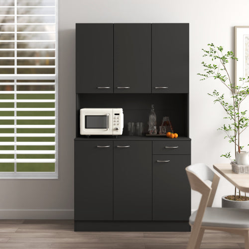 70.87 Inch Tall Black Multi-door Combined Storage Wardrobe Cabinet