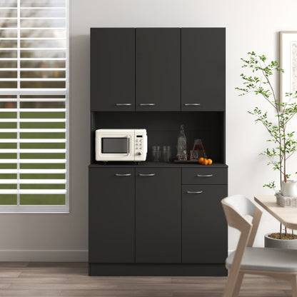 70.87 Inch Tall Black Multi-door Combined Storage Wardrobe Cabinet