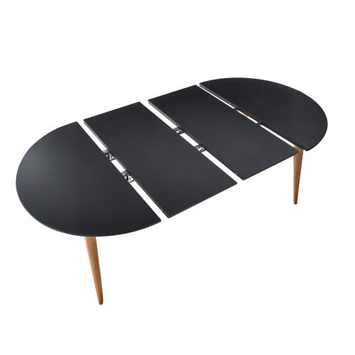 Extendable Multi-Purpose Table, Black MDF Top & Metal Wood Leg Dining Office Coffee Table 100-180cm