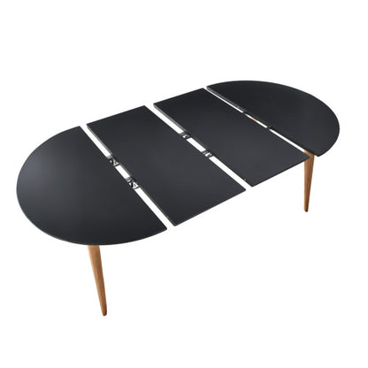 Extendable Multi-Purpose Table, Black MDF Top & Metal Wood Leg Dining Office Coffee Table 100-180cm