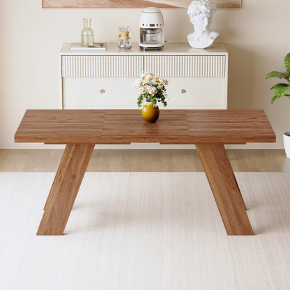 Walnut Grain MDF Dining Table with Outward-Sloping Legs