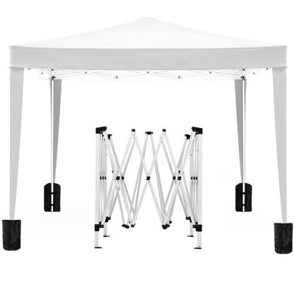 10'x10' Folding Canopy with 4 Removable Sidewalls Outdoor Event Shelter UPF 50+ Gazebo Portable Tents for Parties Beach Camping Wedding EZ Pop Up Canopy 4pcs Weight Bag + Carry Bag