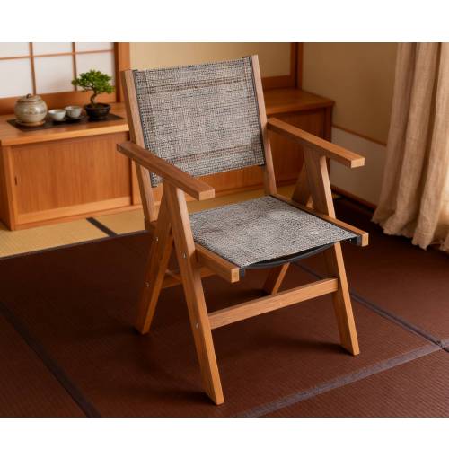Lounge chair teak color, suitable for all seasons: Outdoor lounge chair, made of sturdy HIPS material, equipped with 304 stainless steel accessories.
