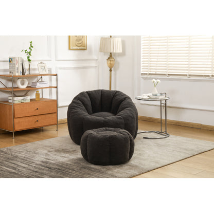Faux Fur Memory Foam Ergonomic Bean Bag Lounge Chair with Armrests for Dorm Apartment Living Room