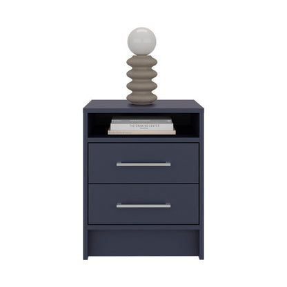 Modern Nightstand with Open Shelf and 2 Drawers, Minimalist Bedside Storage Table