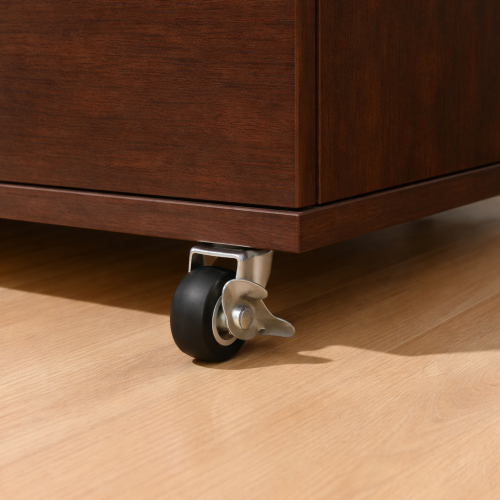 5 Drawer Dresser on Wheels Dark Brown Rolling Chest of Drawers Mobile Storage Cabinet for Bedroom Closet, Wide Drawer Organizer, 30.71" W x 15.75" D x 44.49" H