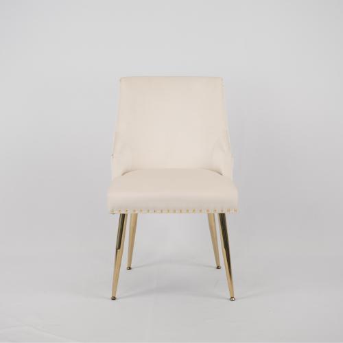 Tufted Velvet Dining Side Chairs with Nailhead Trim, Set of 2, Beige