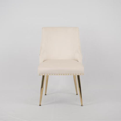 Tufted Velvet Dining Side Chairs with Nailhead Trim, Set of 2, Beige