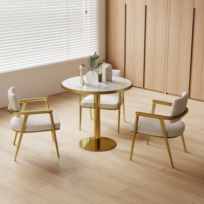 Round Modern Dinning Table 31.5 inches Bistro Table Tulip Table with Faux Marble top,Easy Assemble,Sturdy Metal Frame Diameter