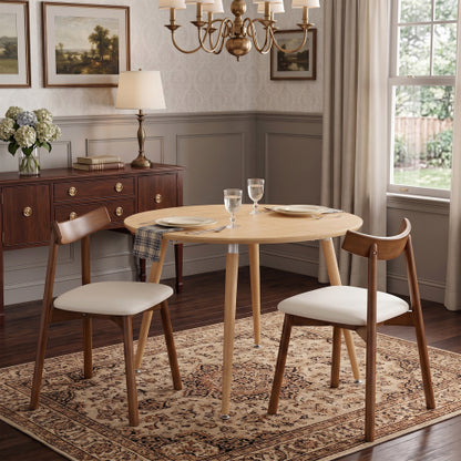 Pull up dining table and chair combination, wood color medium density fiberboard tabletop with black metal table legs