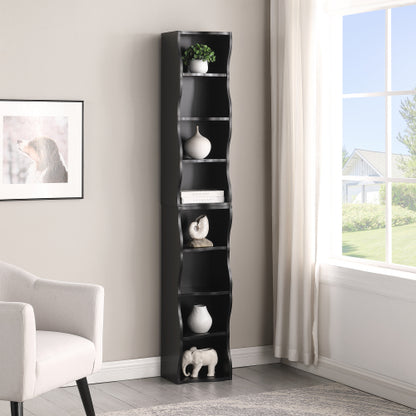 Ultra-Thin 8-Tier Wavy Edge Combined Bookshelf Adjustable Partition Waterproof MDF Storage Display Shelf
