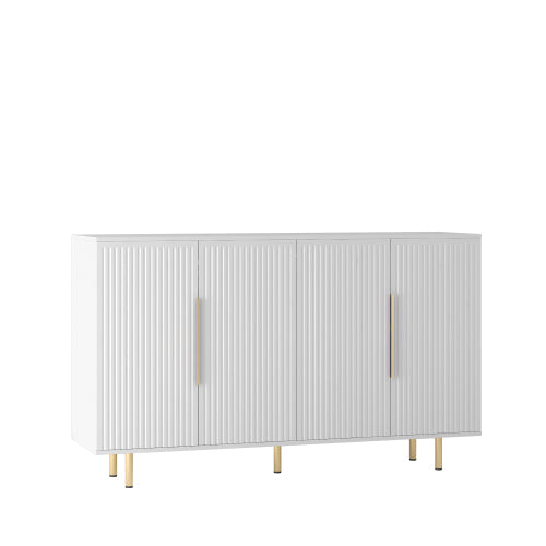 White Fluted Panel Sideboard Buffet Cabinet Adjustable Shelf Home Accent Storage Cabinet