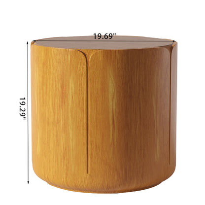19.29"H Round Outdoor Indoor Side Table, Modern Wood Grain Patio Garden Stool, Sturdy MGO (Magnesium Oxide) Waterproof, No-Assembly Table for Patio, Garden, Backyard, Living Room (Wood Color)