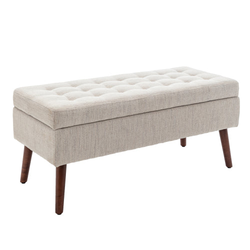 Storage Bench with Storage Bench for Bedroom End of Bed Bench Foot of Bed Bench Entryway Bench Storage Ottoman Bench 43.7inch  W x 18.1inch  D Off White Bench