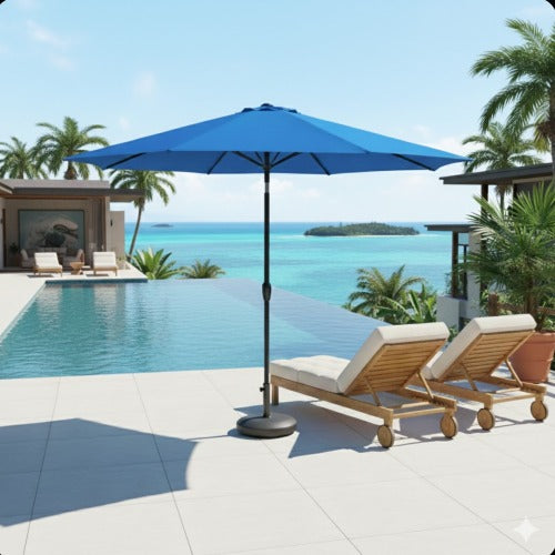 11 Feet Blue Market Patio Umbrella with Crank Lift , Tilt * Ribs, UV-Resistant Canopy for Pool, Backyard & Patio (Without base)