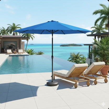 11 Feet Blue Market Patio Umbrella with Crank Lift , Tilt * Ribs, UV-Resistant Canopy for Pool, Backyard & Patio (Without base)