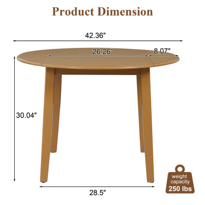 Extendable Round Dining Table for 2-4 People, Folding Wood Dining Table with Adjustable Size, Space-Saving Design for Small Apartments and Dining Areas - LIGHT BROWN