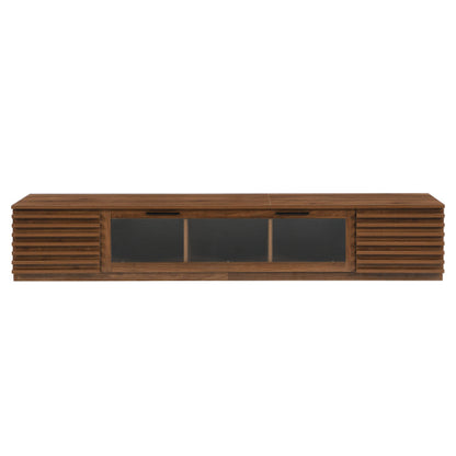 70.8 inch Walnut APP Control RGB LED Glass Flip Door TV Stand Legless Media Console For 80 inch TV