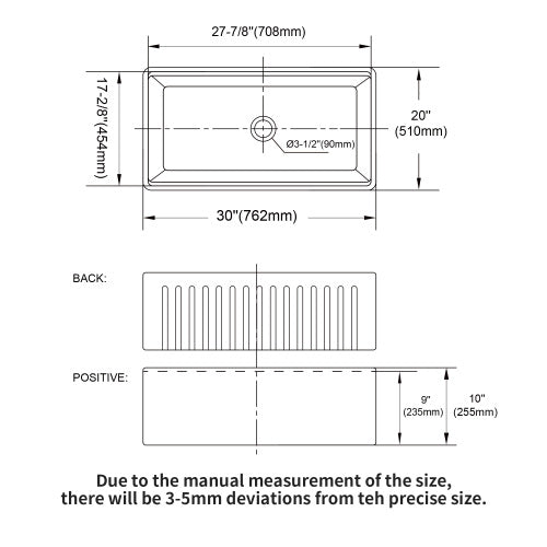 30 x 20 x 10 inch White Farmhouse Sink Workstation - Porcelain Ceramic Single Bowl Farm Kitchen Sink