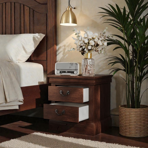 22inch x 16inch x 22.7inch Classic Wooden Nightstand-Cherry