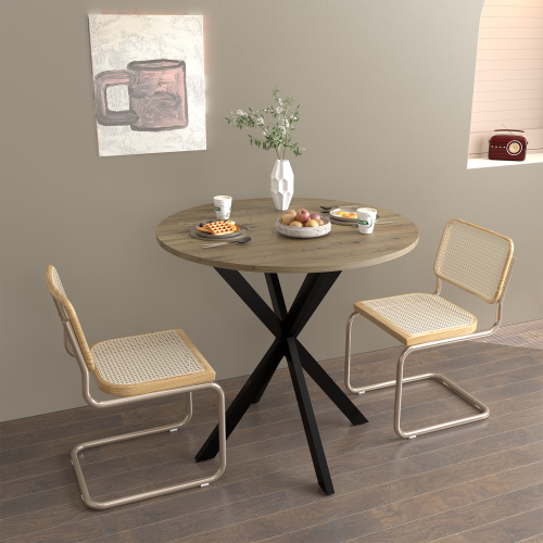 31.5 Inch Round Dining Table with MDF Top and Metal Legs