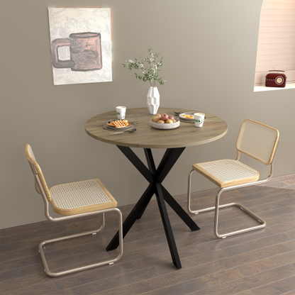 31.5 Inch Round Dining Table with MDF Top and Metal Legs