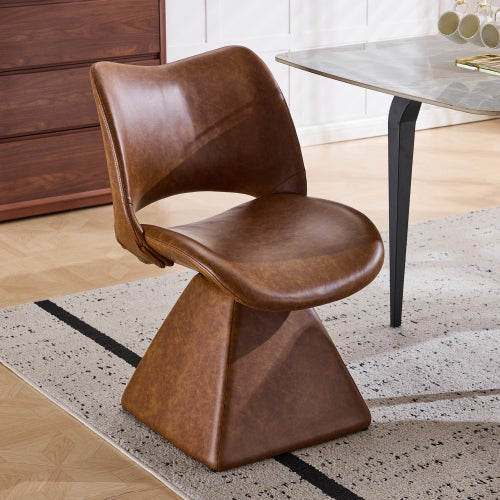 Set of 2 Swivel Dining Chairs, Modern Faux Leather High Back Accent Chairs, 33inch  Tall