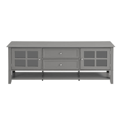 59.1 Inch Grey Modern Soft Close TV Stand Magnetic Suction Media Console Fits 60 Inch TV