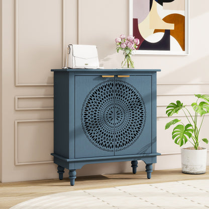 American style Hollow-Carved 2 Door Accent Cabinet Sideboard Buffet Storage Cabinet for Entryway Living Room Bedroom