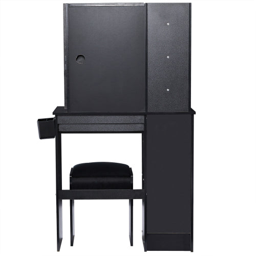 29.2" Small Size Drawer Desktop Vanity Table + Cushioned Stool, 2 AC+2 USB Power Station, Hair dryer bracket, Extra Large Touch Control Sliding LED Mirror, 3-color Switching, EPA, GCC, UL Certificate