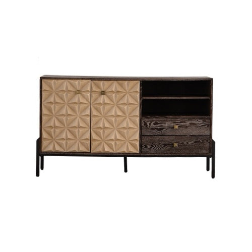 Mid Century 3D Geometric Sideboard Cabinet with Drawers