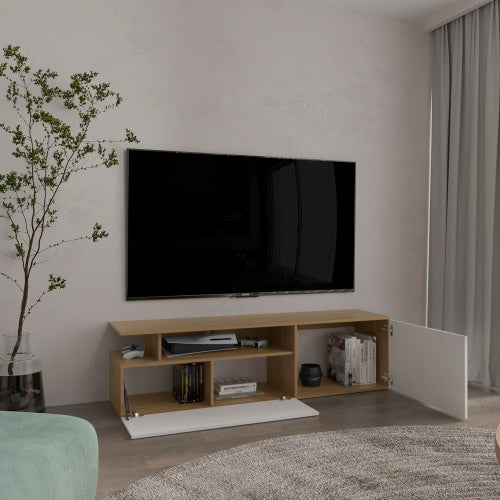 Floating 63 inch TV Stand with 2 Cabinets, 6 Shelves & Cable Management