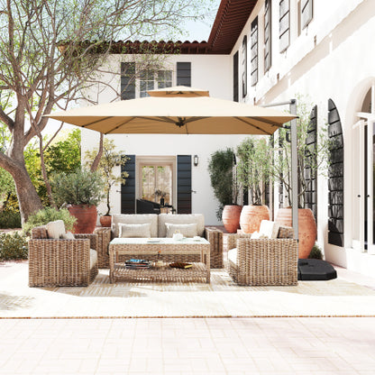 10'X10' Square Cantilever Umbrella with Center Pole, Beige (Base Not Included)