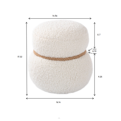 White Snowman Shaped Plush Ottoman Foot Stool, Cute Character Accent Seat for Entryway Kids Room