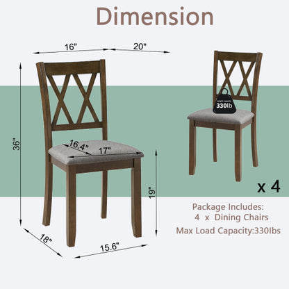 Dining Chairs Only, Wooden Dining Chairs Set of 4, Kitchen Chair with Padded Seat, Upholstered Side Chair for Dining Room, Living Room, Walnut