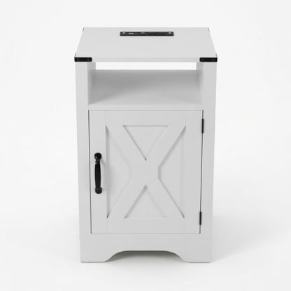16inch White Farmhouse Charging Nightstand