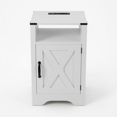 16inch White Farmhouse Charging Nightstand