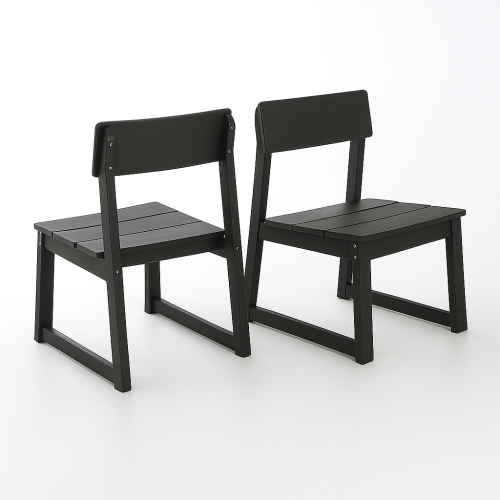 2-Pack Black HDPE outdoor & garden backres Modernist Designt chairs
