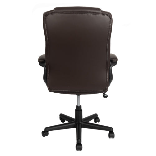 Ergonomic Executive Office Chair High Back Brown Faux Leather ¨C Adjustable Height, Lumbar Support, Diamond-Stitched Padding, Swivel Desk Chair w/Armrests & Tilt Recline for Home Office