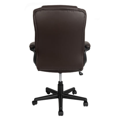 Ergonomic Executive Office Chair High Back Brown Faux Leather ¨C Adjustable Height, Lumbar Support, Diamond-Stitched Padding, Swivel Desk Chair w/Armrests & Tilt Recline for Home Office